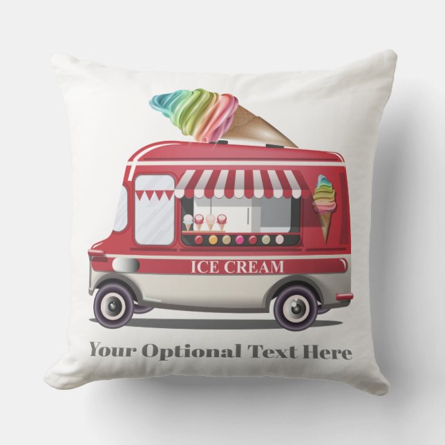 Ice Cream Truck, aangepaste tekst geeft kussens af (Voorkant)
