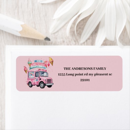 "Ice Cream Truck Birthday  Etiket (Insitu)