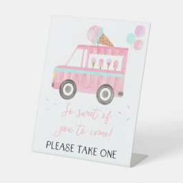 Ice Cream Truck Birthday Favor Reclamebord Met Voetstuk