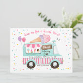 Ice Cream Truck Birthday Invitation Girl Pink Kaart (Staand voorkant)