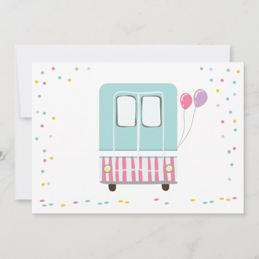 Ice Cream Truck Birthday Invitation Girl Pink Kaart (Achterkant)