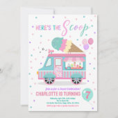 Ice Cream Truck Birthday Party Invitation Any Age Kaart (Voorkant)