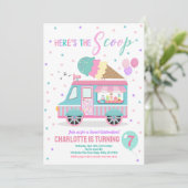 Ice Cream Truck Birthday Party Invitation Any Age Kaart (Staand voorkant)