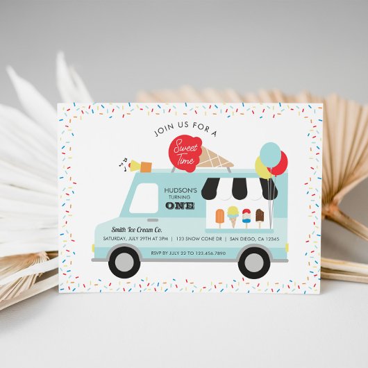 Ice Cream Truck Birthday Party Invitation Kaart