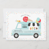Ice Cream Truck Birthday Party Invitation Kaart (Voorkant)