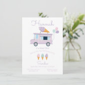 Ice Cream Truck Birthday Party Invitation Kaart (Staand voorkant)
