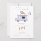 Ice Cream Truck Birthday Party Invitation Kaart (Voorkant)