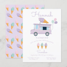 Ice Cream Truck Birthday Party Invitation