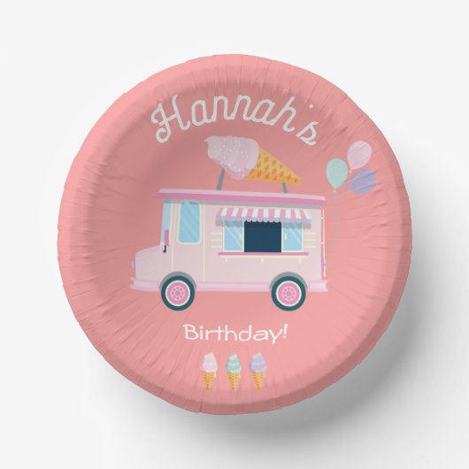 Ice Cream Truck Birthday Party Papieren Kommen (Voorkant)