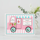 Ice Cream Truck Birthday Uitnodiging (Staand voorkant)