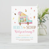 Ice Cream Truck Birthday Uitnodiging (Staand voorkant)