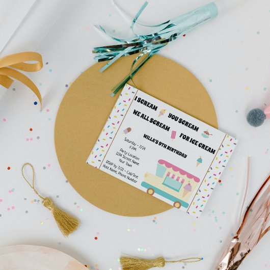 Ice Cream Truck Birthday Uitnodiging