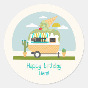 Ice Cream Truck Camper Boys Birthday Ronde Sticker