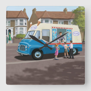 Ice Cream Truck Clock Vierkante Klok