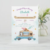 Ice Cream Truck, Cones, Birthday Kaart (Staand voorkant)