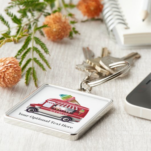 Ice Cream Truck custom name key chains Sleutelhanger (Zijkant)