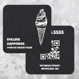 Ice Cream Truck Custom QR Vierkante Visitekaartje