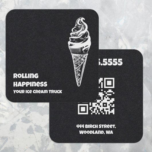 Ice Cream Truck Custom QR Vierkante Visitekaartje
