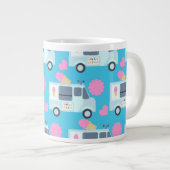 Ice Cream Truck Cute Fun Pattern Art Grote Koffiekop (Voorkant rechts)