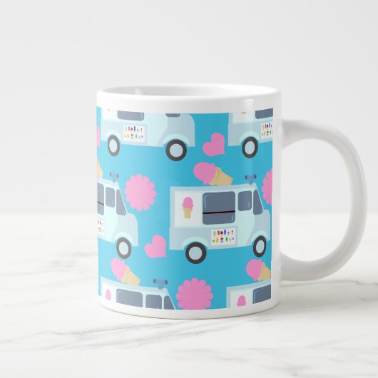 Ice Cream Truck Cute Fun Pattern Art Grote Koffiekop (Rechts)