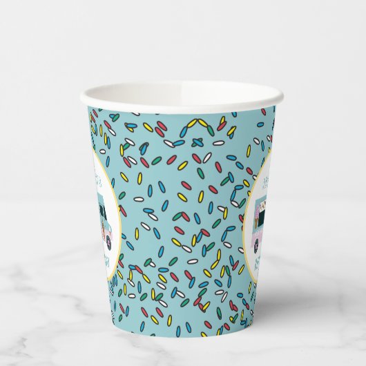 Ice Cream Truck Design Birthday Papieren Bekers (Links)