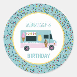 Ice Cream Truck Design Birthday Ronde Sticker