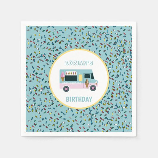 Ice Cream Truck Design Birthday Servet (Voorkant)