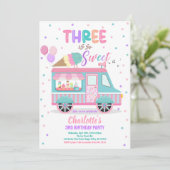 Ice Cream Truck Drie is zo lief 3e verjaardag Kaart (Staand voorkant)