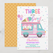 Ice Cream Truck Drie is zo lief 3e verjaardag Kaart (Voorkant / Achterkant)