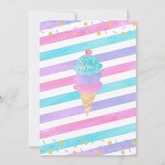 Ice Cream Truck First 1st Birthday Invitations Kaart (Achterkant)