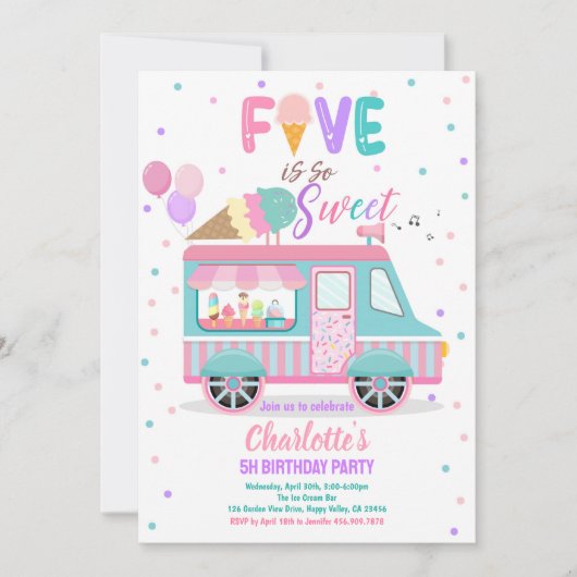 Ice Cream Truck Five is zo lief 5e verjaardag Kaart (Voorkant)