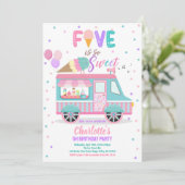 Ice Cream Truck Five is zo lief 5e verjaardag Kaart (Staand voorkant)