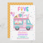 Ice Cream Truck Five is zo lief 5e verjaardag Kaart (Voorkant / Achterkant)