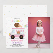 Ice Cream Truck Foto Verjaardag Kaart (Voorkant / Achterkant)