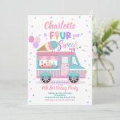 Ice Cream Truck Fourever Lief 4e Verjaardagsfeest Kaart (Staand voorkant)