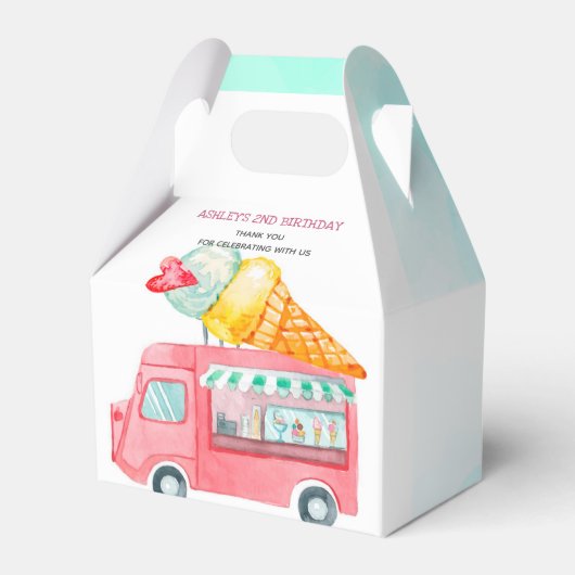 Ice Cream Truck Gepersonaliseerde Verjaardag Bedankdoosjes (Voorkant Zijde)
