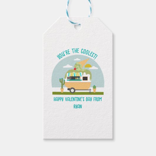 Ice Cream Truck Groene Klaslokaal Valentijn Cadeaulabel (Voorkant)