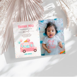 Ice Cream Truck Hier is de Scoop Verjaardag Foto Bedankkaart