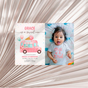 Ice Cream Truck Hier is de Scoop Verjaardag Foto Kaart