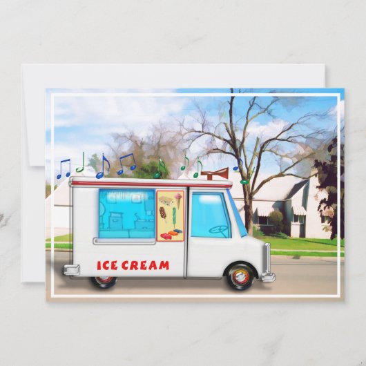 Ice Cream Truck in Street Kaart (Voorkant)