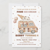 Ice Cream Truck Jongen Verjaardag Uitnodigen Kaart (Voorkant)