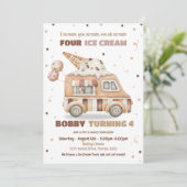 Ice Cream Truck Jongen Verjaardag Uitnodigen Kaart (Staand voorkant)