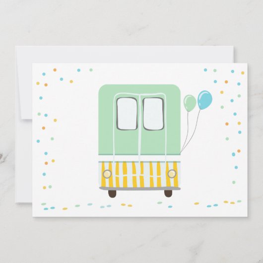 Ice Cream Truck Mint Blue Boy Eerste Verjaardag Kaart (Achterkant)