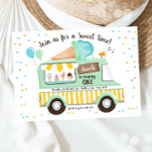 Ice Cream Truck Mint Blue Boy Eerste Verjaardag Kaart