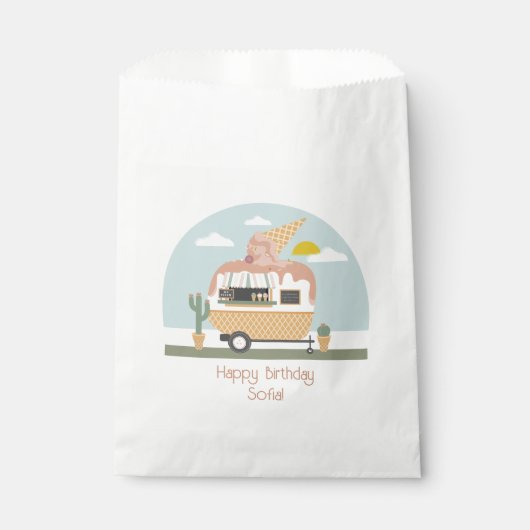 Ice Cream Truck Pink Camper Girls Birthday Bedankzakje (Voorkant)