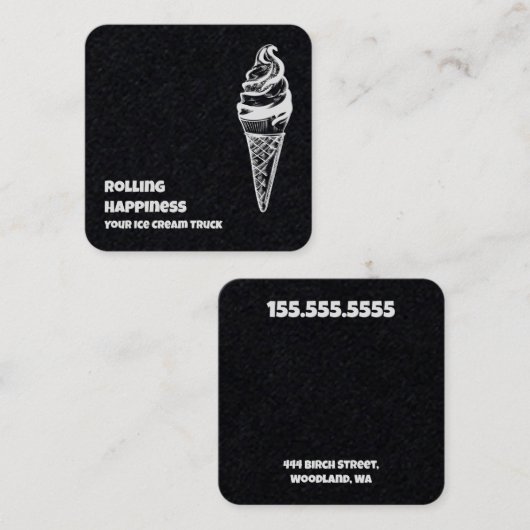 Ice Cream Truck Premium Vierkante Visitekaartje (Voorkant / Achterkant)