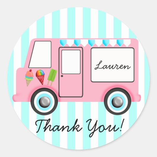 Ice Cream Truck Ronde Sticker (Voorkant)