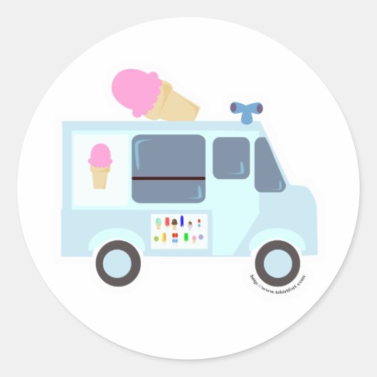 Ice Cream Truck Ronde Sticker (Voorkant)