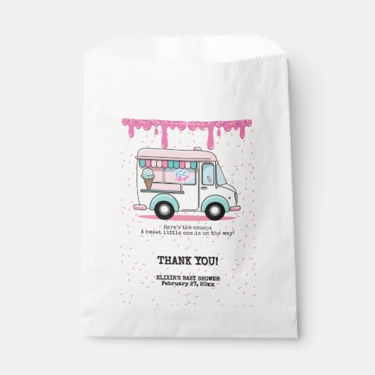 Ice Cream Truck Scoop Sprinkles Baby shower Bedankzakje (Voorkant)