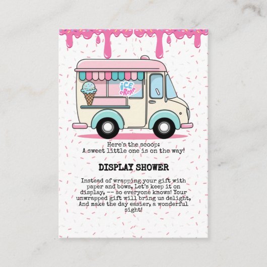 Ice Cream Truck Scoop Sprinkles Baby shower Informatiekaartje (Voorkant)